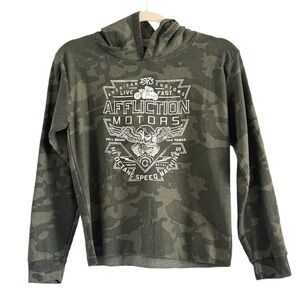 NWT Affliction Hoodie Boys Large Camo AC Alchemist Skull Motorcycle